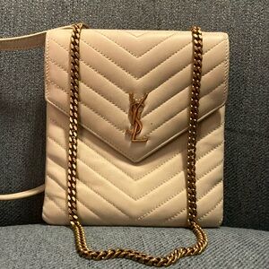 Double Flap Bag in quilted lambskin in blanc vintage